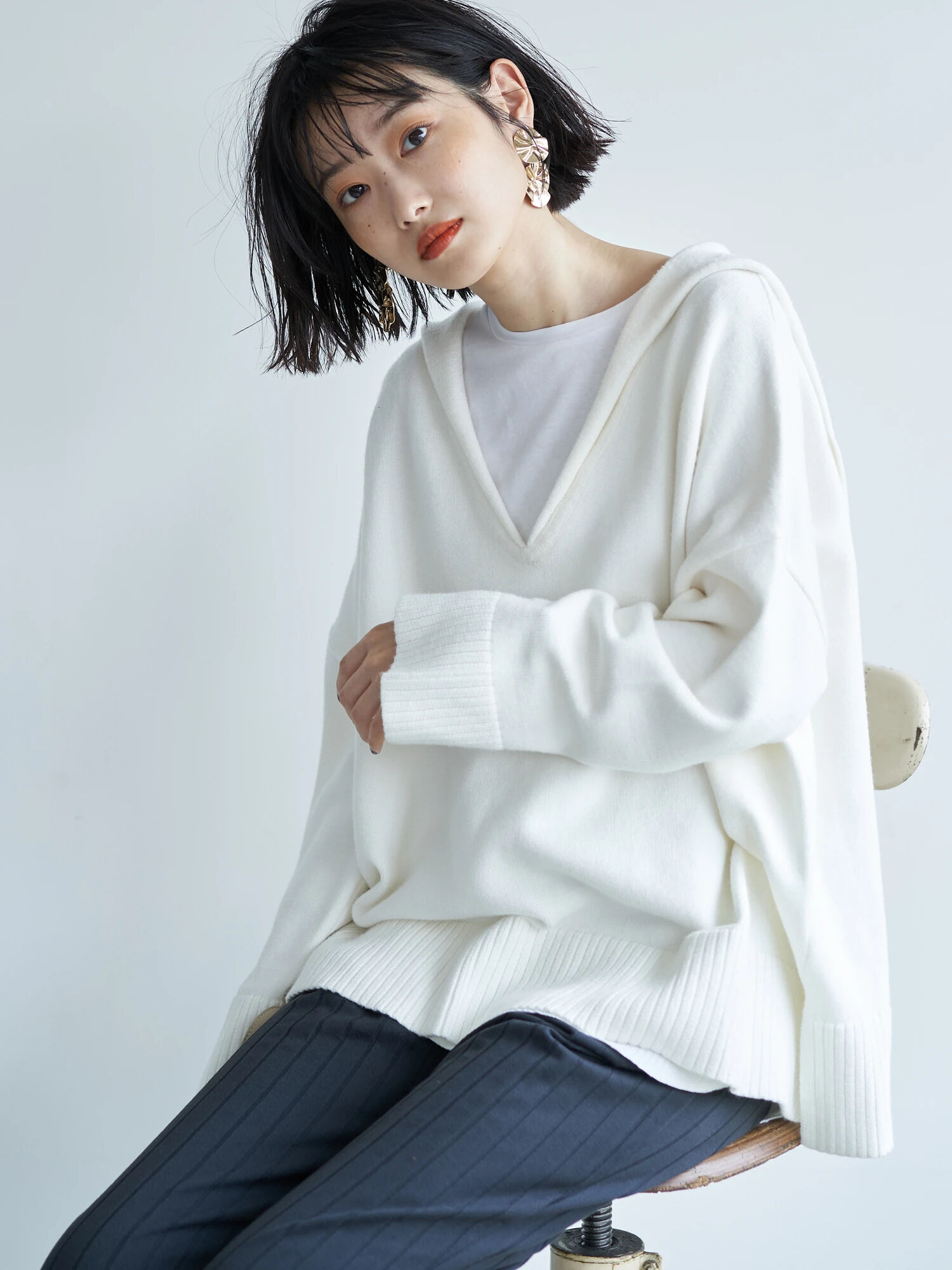 【6,000円(税込)以上のお買物で全国送料無料。】【WEB限定】SAILOR COLOR KNIT/セーラーカラーニットプルオーバー