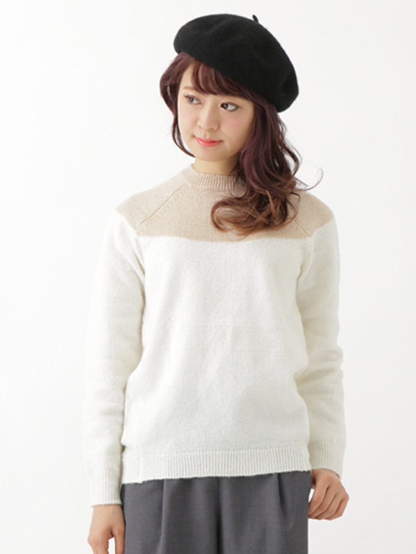 アウトレット バイカラーニットチュニック アイボリー カーキ ダークブルー Earth Music Ecology アースミュージックアンドエコロジー のレディースニット セーター ge1090 ファッション通販のstripe Club