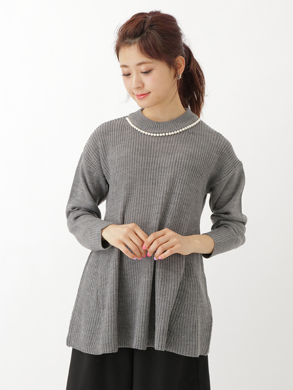 アウトレット パールハイネックニットチュニック 杢グレー ボルドー ネイビー ダークグリーン Earth Music Ecology アースミュージックアンドエコロジー のレディースニット セーター ge1100 ファッション通販のstripe Club