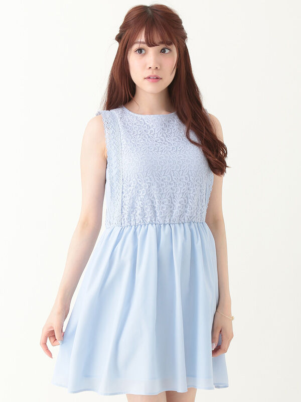 アウトレット レースドッキングワンピース オフホワイト カーキ サックスブルー ネイビー Earth Music Ecology アースミュージックアンドエコロジー のレディースワンピース h010 ファッション通販のstripe Club