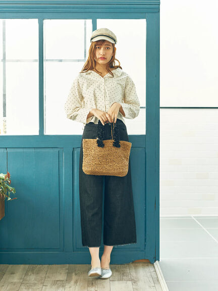 ＜広瀬すず コラボ＞ダブルウエストワイドデニムパンツ