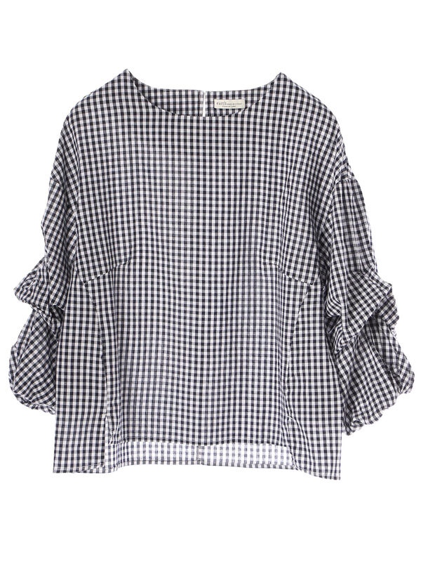 3way袖デザインギンガムチェックプルオーバー ブラック レッド ネイビー Earth Music Ecology アースミュージックアンドエコロジー のレディースシャツ ブラウス 101a ファッション通販のstripe Club