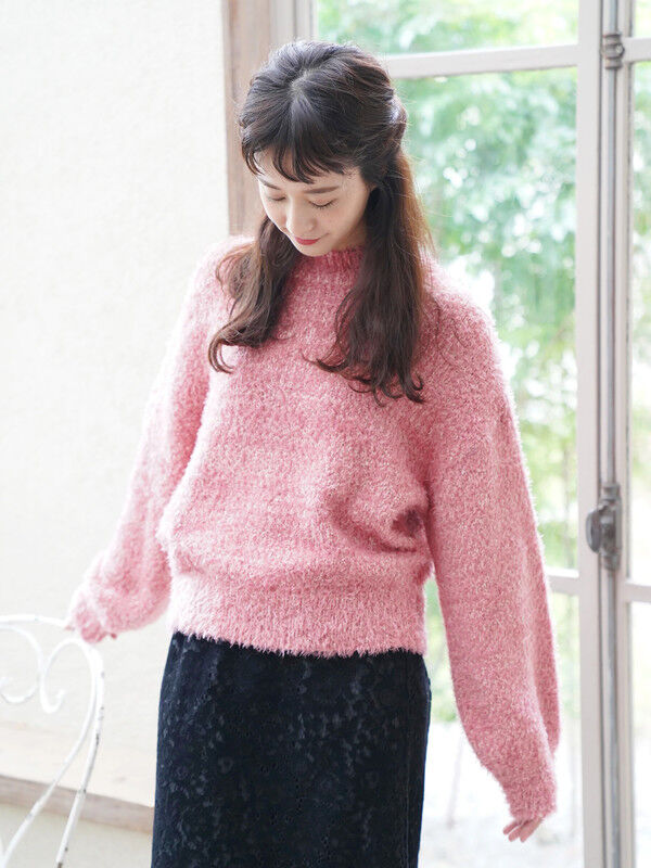 アウトレット ぽんぽんシャギーニットプルオーバー アイボリー ピンク キャメル ブルーグリーン ブルー ネイビー Earth Music Ecology アースミュージックアンドエコロジー のレディースニット セーター cb10 ファッション通販のstripe Club