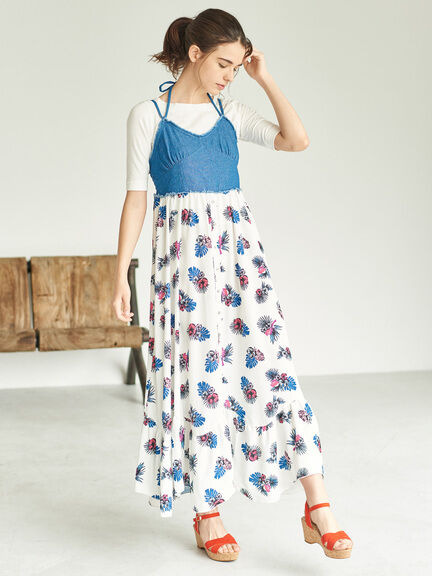 earth music&ecology (アース ミュージック & エコロジー) 《予約販売》Lilly&Emma×earth デニムドッキングワンピース