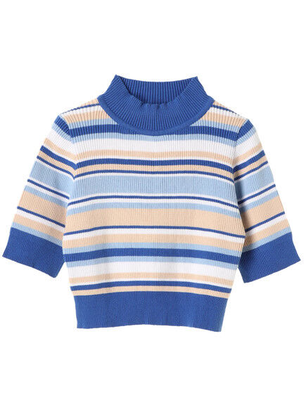 【earth music&ecology】菅沼ゆりデザイン マルチボーダーニットトップス