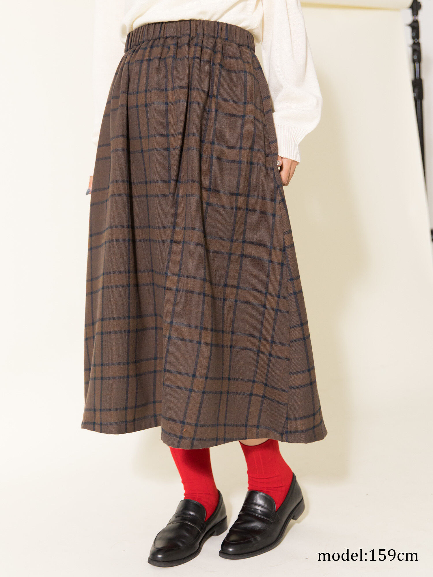 アウトレット チェックギャザースカート ブラウン グリーン ネイビー Earth Music Ecology アースミュージックアンドエコロジー のレディーススカート 18187l12010 ファッション通販のstripe Club