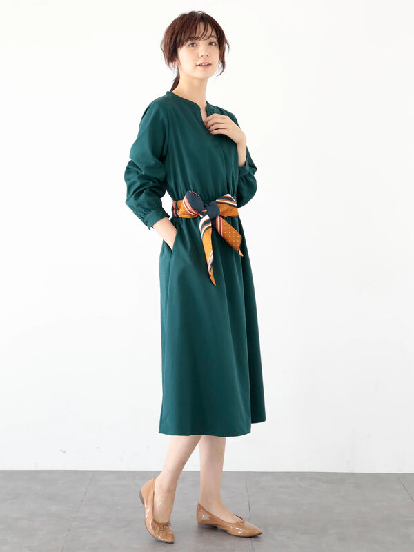 アウトレット 古着 スカーフリボンワンピース グレー ネイビー ダークグリーン Earth Music Ecology アースミュージックアンドエコロジー のレディースワンピース 101h ファッション通販のstripe Club