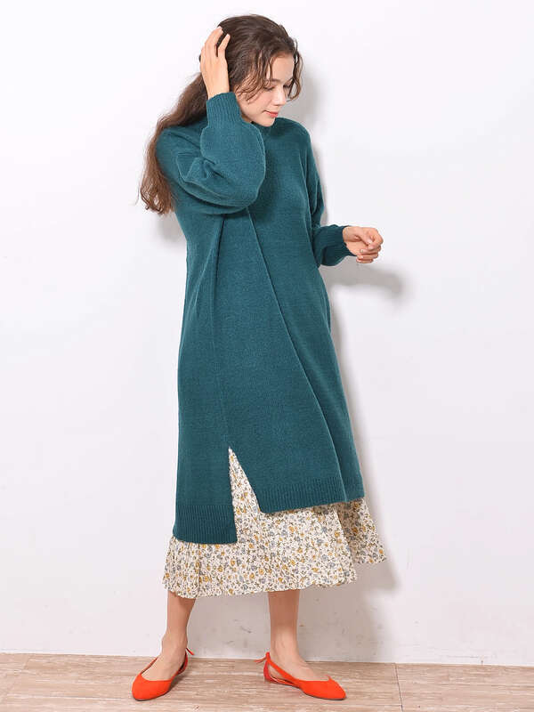 アウトレット スリットニットワンピース ライトグレー ブラック ライトブラウン ブルーグリーン ネイビー ライトパープル Earth Music Ecology アースミュージックアンドエコロジー のレディースワンピース 1c91l2h0230 ファッション通販のstripe Club