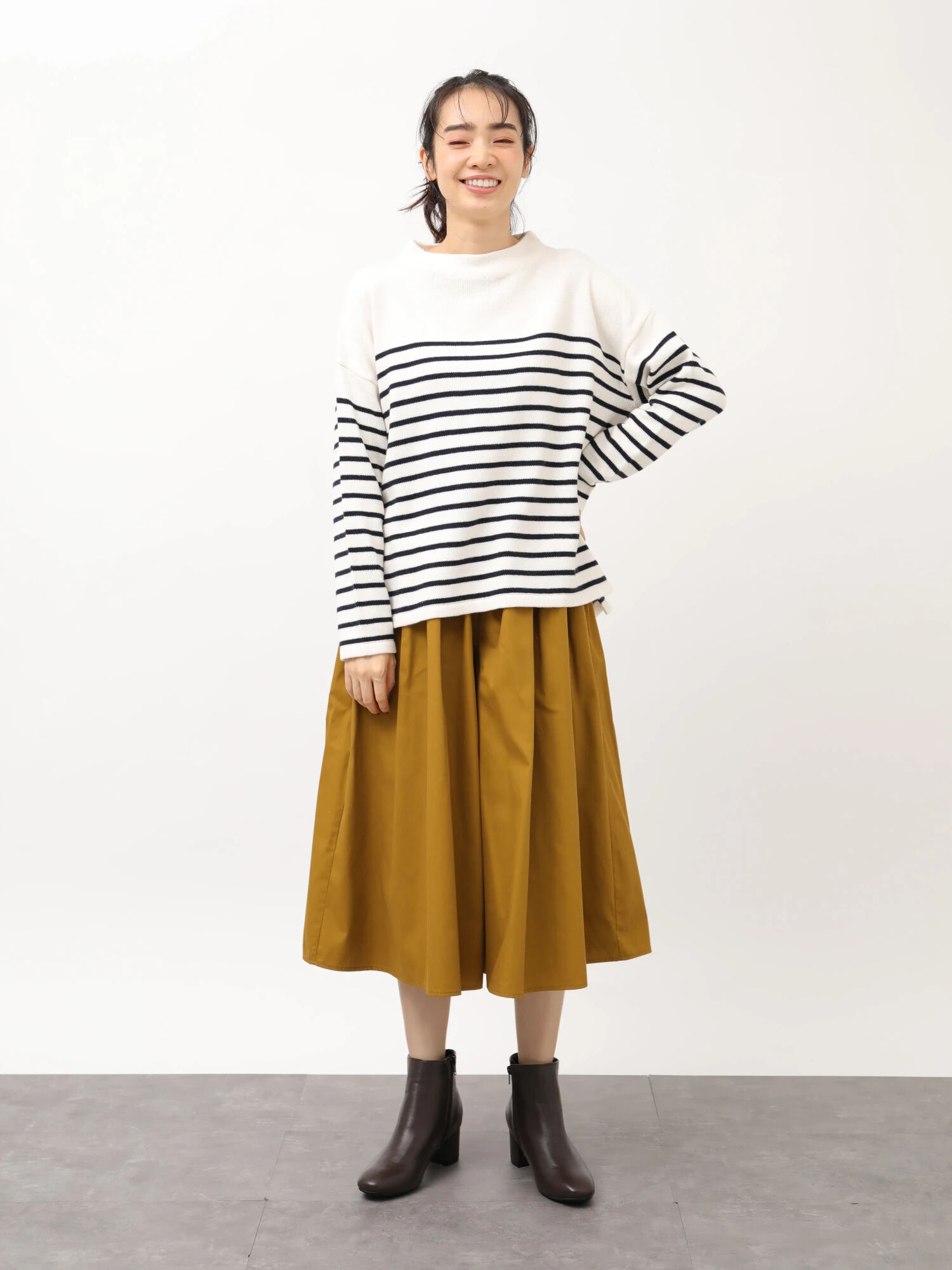 earth music&ecologySET2点 ボーダーTシャツー+スカーチョ アースミュージックアンドエコロジー earth music&ecology KSET2