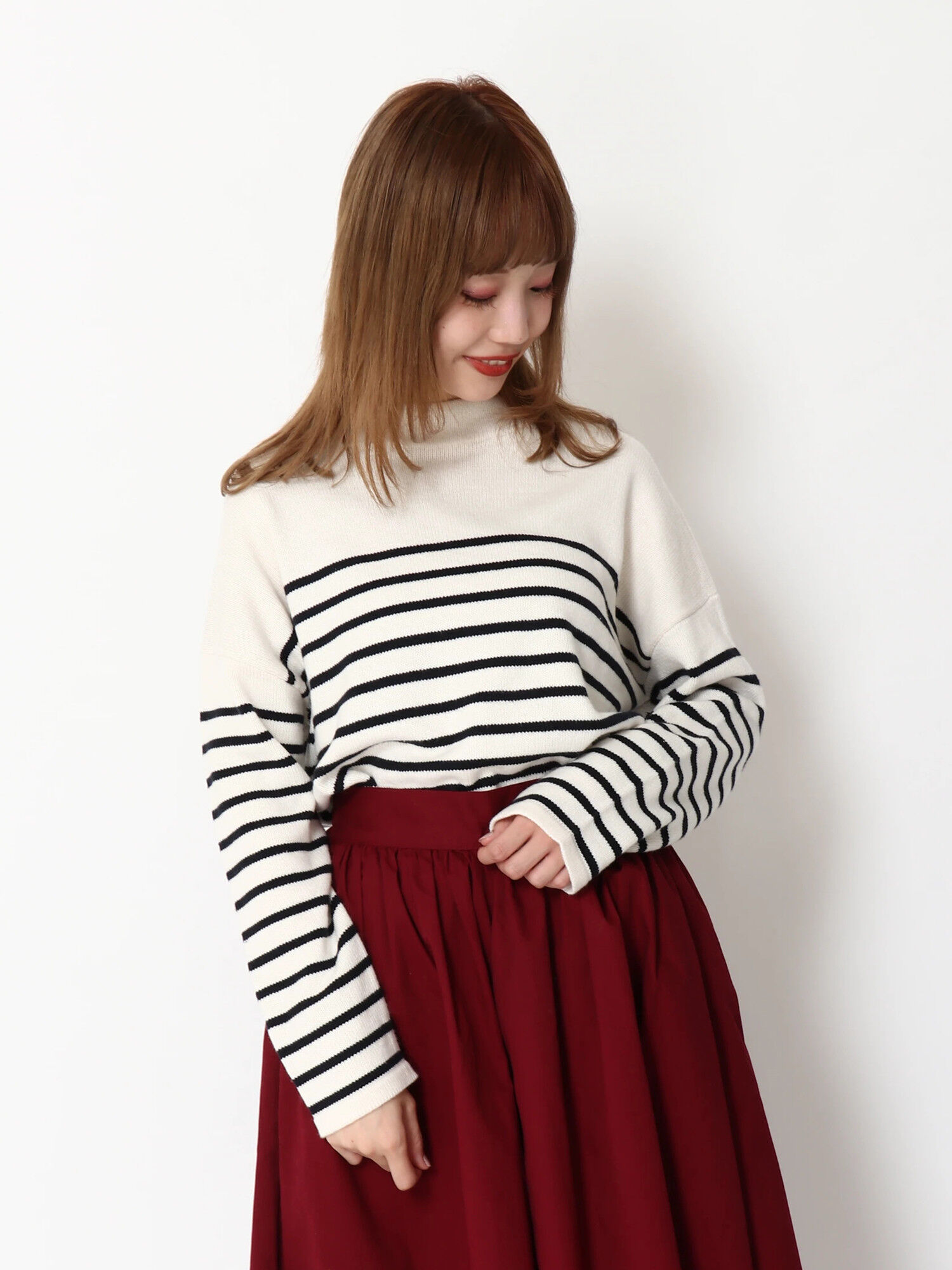 earth music&ecologySET2点 ボーダーTシャツー+スカーチョ