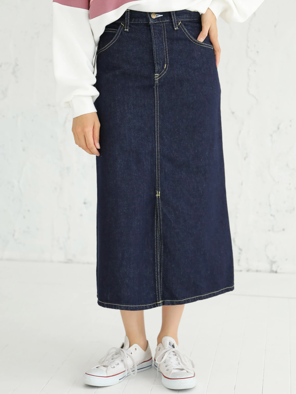 Lee Eathデニムセミロングスカート インディゴ ダークインディゴ Earth Music Ecology アースミュージックアンドエコロジー のレディーススカート 1j93l0l00 ファッション通販のstripe Club