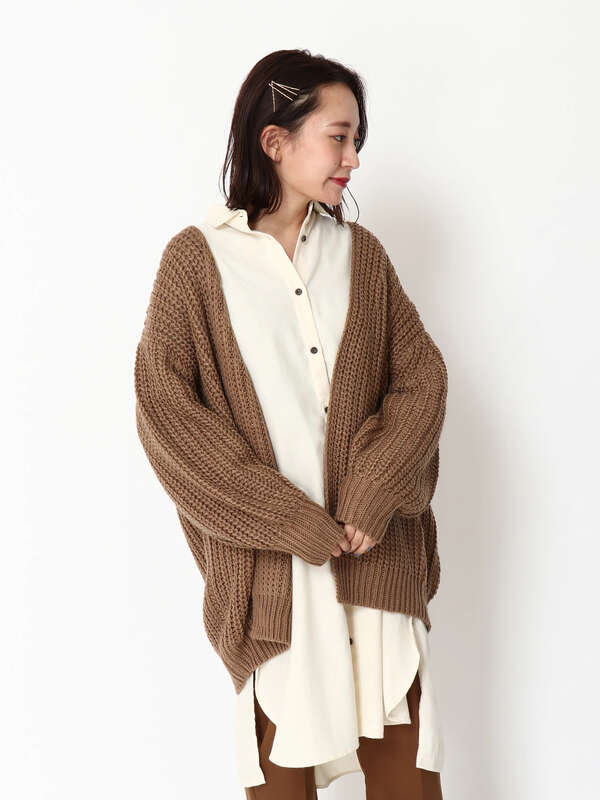 アウトレット ざっくりロングニットカーディガン アイボリー グレー ブラック ベージュ カーキ ラベンダー Earth Music Ecology アースミュージックアンドエコロジー のレディースカーディガン 1c93l2d00 ファッション通販のstripe Club