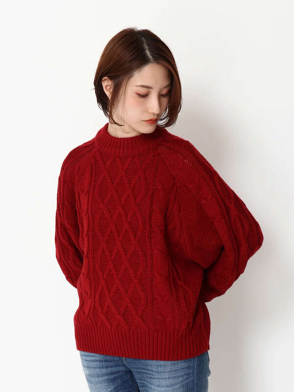 アウトレット ドルマンケーブルニットプルオーバー アイボリー 杢グレー ブラック レッド ライトベージュ マスタード Earth Music Ecology アースミュージックアンドエコロジー のレディースニット セーター 1d94l2c0100 ファッション通販のstripe Club