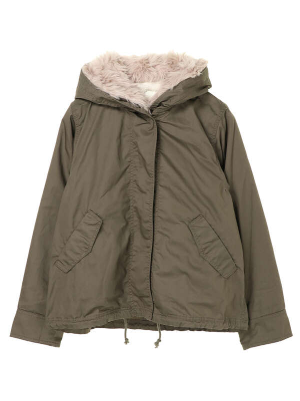 古着 ｗｅｂ限定大きな 小さなサイズ エコファーモッズコート ショート ベージュ カーキ Earth Music Ecology アース ミュージックアンドエコロジー のレディースコート 1h94l0z0260 ファッション通販のstripe Club