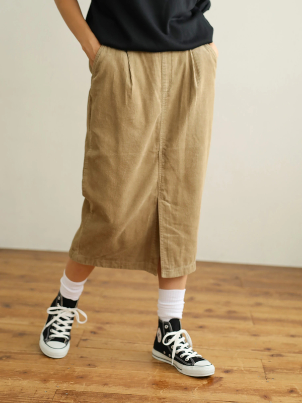 Cotton Usaコーデュロイスカート ロング 杢グレー ベージュ Earth Music Ecology アースミュージックアンドエコロジー のレディーススカート 1h93l0l0240 ファッション通販のstripe Club