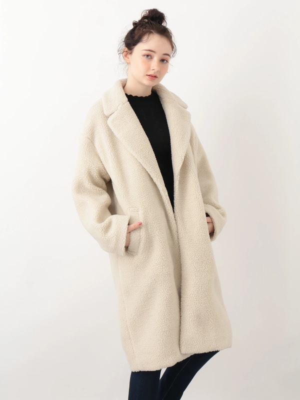 ｗｅｂ限定大きな 小さなサイズ ボアチェスターコート アイボリー モカ Earth Music Ecology アースミュージックアンドエコロジー のレディースコート 1d94l0z0260 ファッション通販のstripe Club