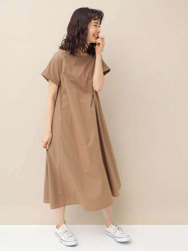 アウトレット Aラインクルーネックワンピース ブラック ベージュ ブラウン ダークグリーン Earth Music Ecology アース ミュージックアンドエコロジー のレディースワンピース 1c96l0h0900 ファッション通販のstripe Club