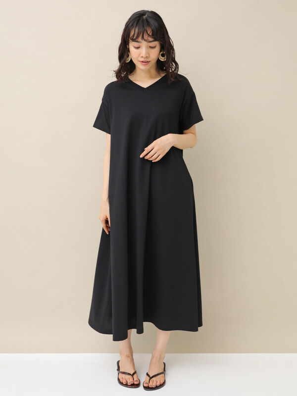 アウトレット Aラインフレアvネックカットワンピース ブラック ベージュ ブルーグリーン ダークグリーン Earth Music Ecology アースミュージックアンドエコロジー のレディースワンピース 1c96l1h0900 ファッション通販のstripe Club