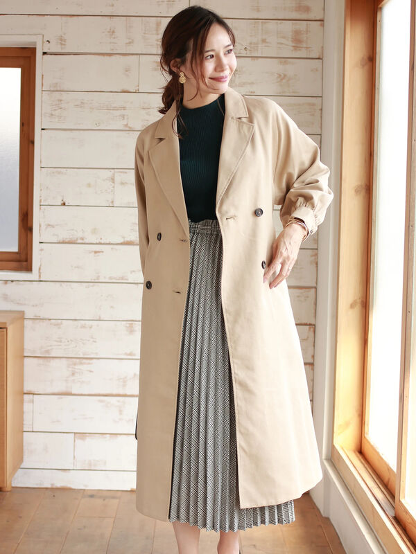 パフスリーブコート ベージュ チェック Earth Music Ecology アースミュージックアンドエコロジー のレディースジャケット 1b93l0y0100 ファッション通販のstripe Club