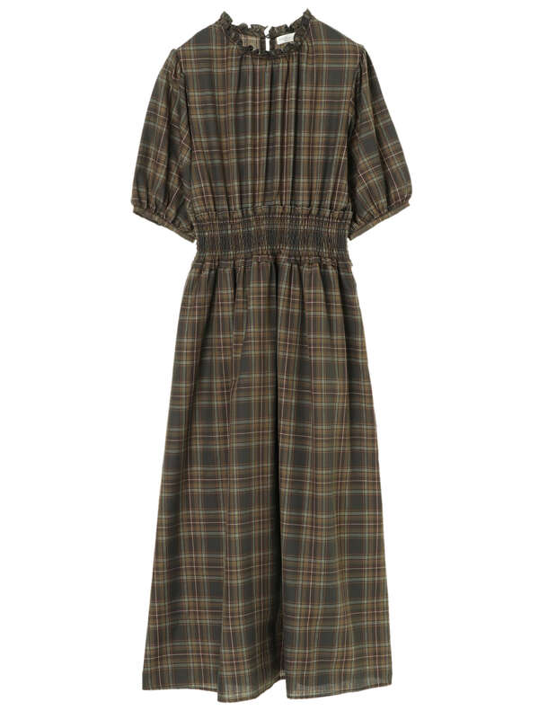 シャーリングチェックワンピース ベージュ グリーン ネイビー Earth Music Ecology アースミュージックアンドエコロジー のレディースワンピース 1d93l0h0600 ファッション通販のstripe Club