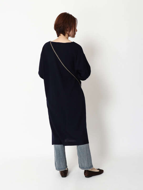 デコルテすっきりボートネックニットワンピース 杢グレー ブラック モカ ネイビー ダークグリーン ピンクベージュ Earth Music Ecology アースミュージックアンドエコロジー のレディースワンピース 1c93l2h0500 ファッション通販のstripe Club