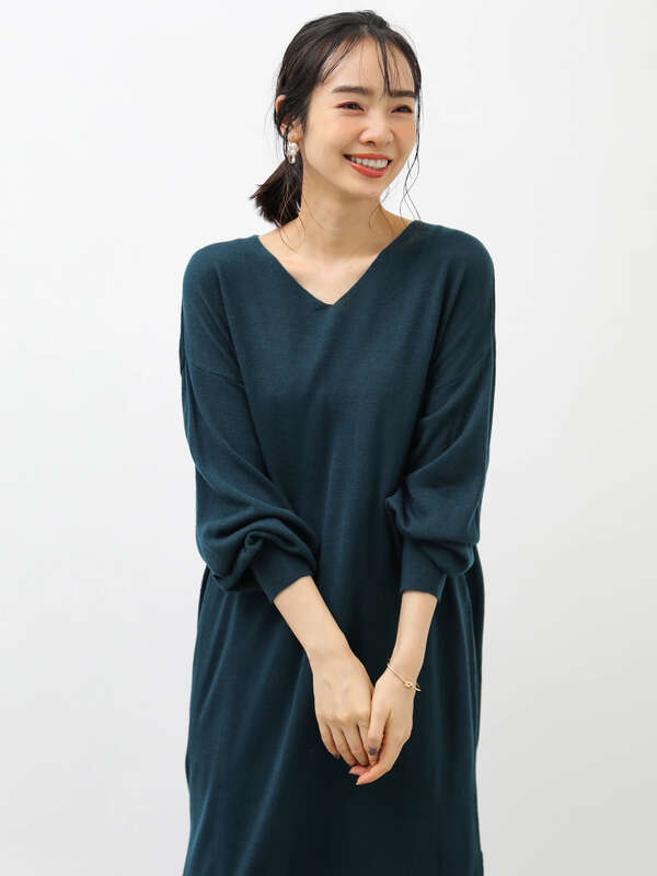 アウトレット デコルテすっきりvネックニットワンピース 杢グレー ブラック モカ ネイビー ダークグリーン ピンクベージュ Earth Music Ecology アースミュージックアンドエコロジー のレディースワンピース 1c93l2h0600 ファッション通販のstripe Club