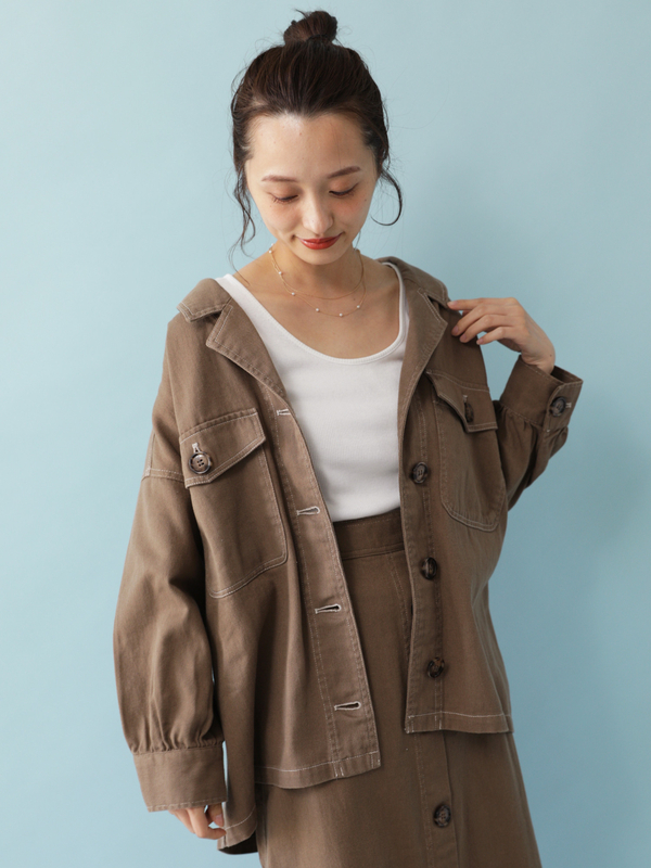 ワークシャツアウター アイボリー ベージュ Earth Music Ecology アースミュージックアンドエコロジー のレディースジャケット 1d93l0y0300 ファッション通販のstripe Club