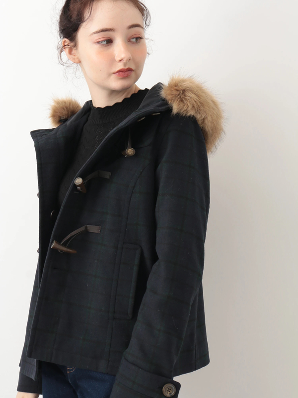 アウトレット フルフルダッフルコート チェック チェックネイビー Earth Music Ecology アースミュージックアンドエコロジー のレディースコート 1h94l0z0500 ファッション通販のstripe Club