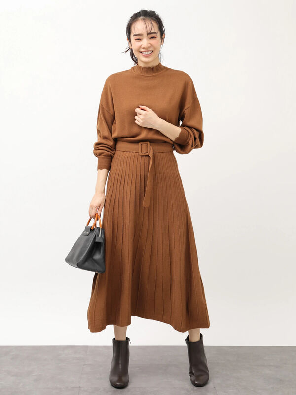 ベルト付きハイネックニットワンピース ブラック ブラウン グリーン Earth Music Ecology アース ミュージックアンドエコロジー のレディースワンピース 1b94l2h0100 ファッション通販のstripe Club