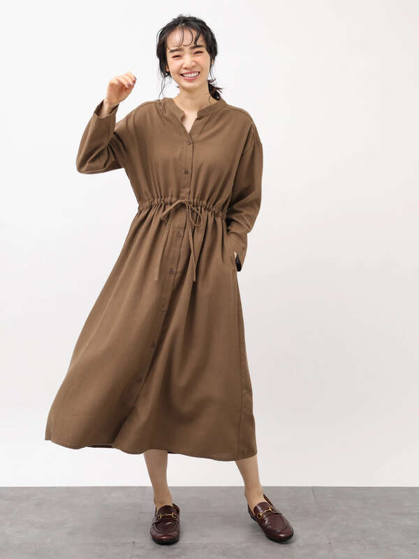 アウトレット ウエストきゅっとスタンドカラーワンピース ブラウン パープル ダークグリーン チェックブラック Earth Music Ecology アースミュージックアンドエコロジー のレディースワンピース 1c93l0h1800 ファッション通販のstripe Club