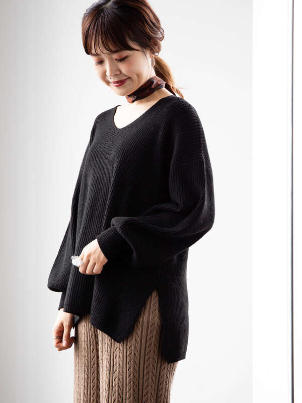 アウトレット Vネック畦ニットプルオーバー アイボリー 杢グレー ブラック ピンク ベージュ モカ マスタード ダークブルー Earth Music Ecology アースミュージックアンドエコロジー のレディースニット セーター 1c97l2c10 ファッション通販のstripe Club