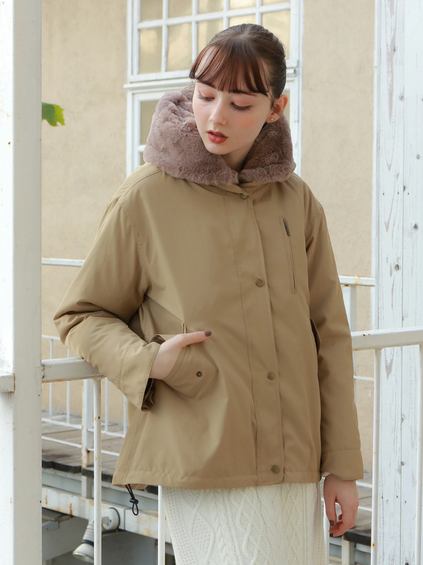 アウトレット 2wayモッズコート ショート ベージュ カーキ Earth Music Ecology アースミュージックアンドエコロジー の レディースブルゾン 1c94l0z0700 ファッション通販のstripe Club