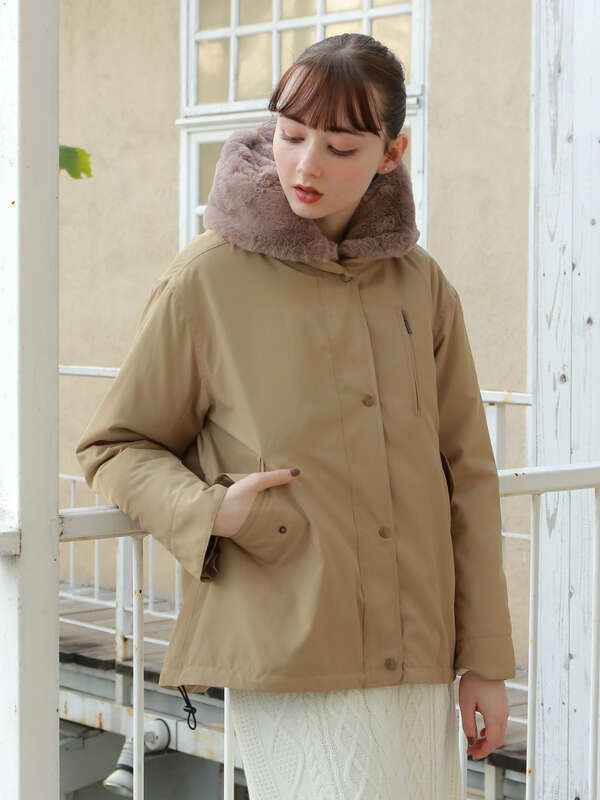 アウトレット 2wayモッズコート ショート ベージュ カーキ Earth Music Ecology アースミュージックアンドエコロジー のレディースブルゾン 1c94l0z0700 ファッション通販のstripe Club