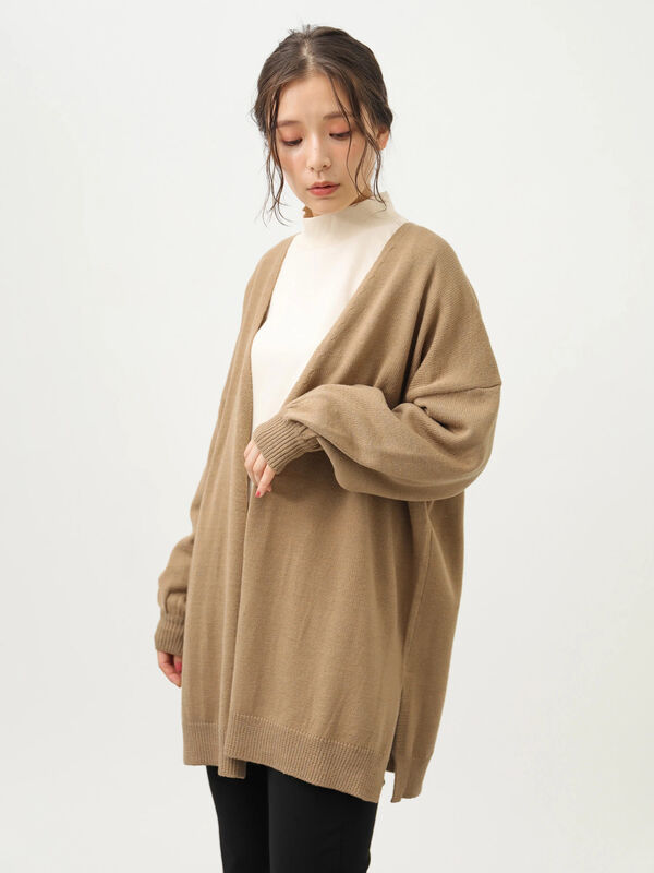 ゆったりニットカーディガン 杢グレー ブラック ライトベージュ ブラウン カーキ ネイビー ディープパープル ダークグリーン Earth Music Ecology アースミュージックアンドエコロジー のレディースカーディガン 1c94l2d0400 ファッション通販のstripe Club