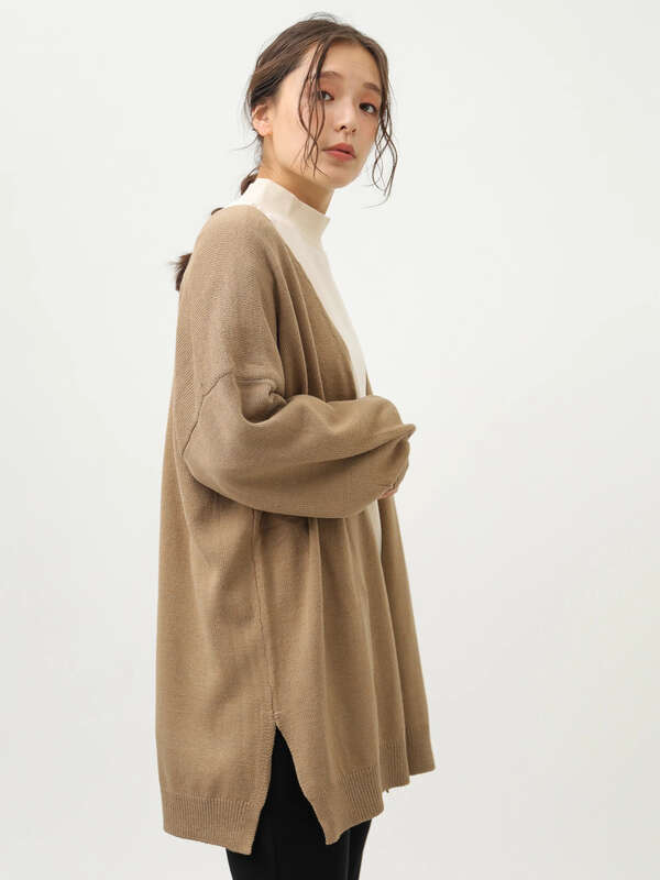 ゆったりニットカーディガン 杢グレー ブラック ライトベージュ ブラウン カーキ ネイビー ディープパープル ダークグリーン Earth Music Ecology アースミュージックアンドエコロジー のレディースカーディガン 1c94l2d0400 ファッション通販のstripe Club