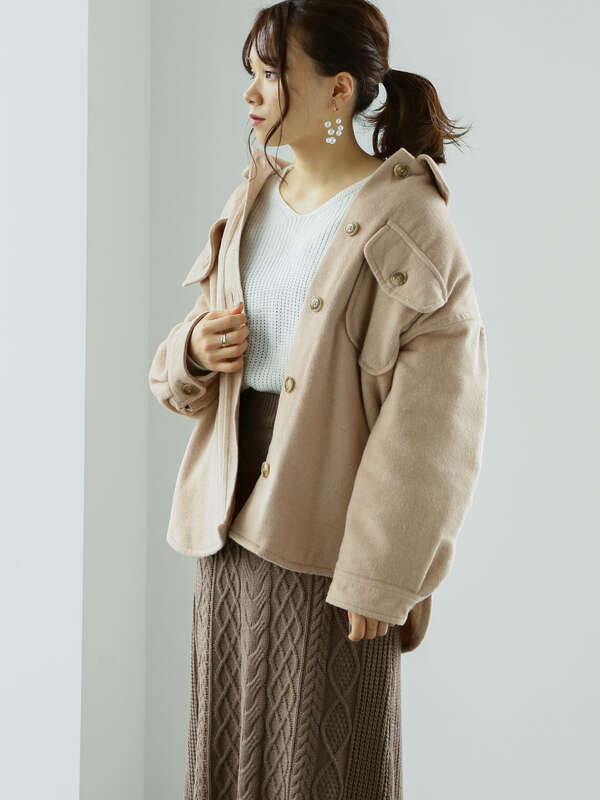 アウトレット 中綿cpoシャツアウター ベージュ カーキ ピンクベージュ Earth Music Ecology アースミュージックアンドエコロジー のレディースシャツ ブラウス 1b01l0a0530 ファッション通販のstripe Club