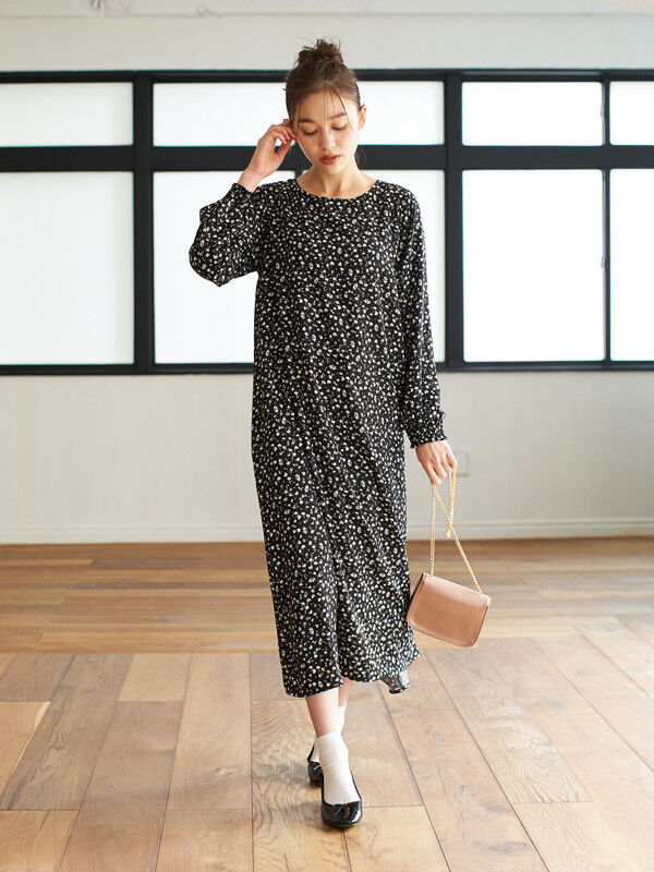 花柄プリントワンピース ブラック ボルドー ブラウン Earth Music Ecology アースミュージックアンドエコロジー のレディース ワンピース 1c97l0h00 ファッション通販のstripe Club