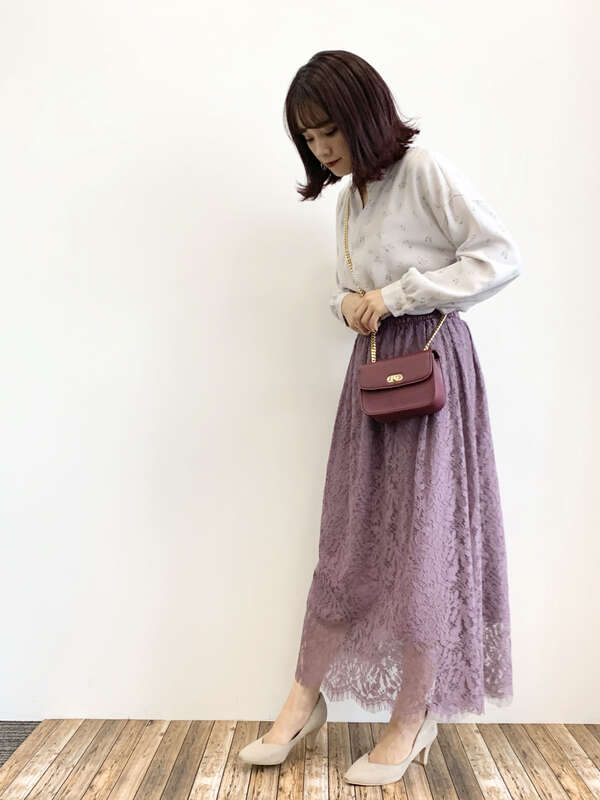 アウトレット 古着 すきな丈レーススカート ミモレ オフホワイト ブラック ベージュ モカ ブルー ラベンダー Earth Music Ecology アースミュージックアンドエコロジー のレディーススカート 1h01l0l0400 ファッション通販のstripe Club