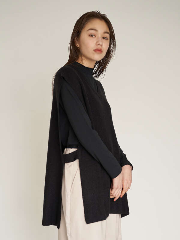 アウトレット レイヤードニットロングベスト アイボリー ブラック ベージュ Earth Music Ecology アースミュージックアンドエコロジー のレディースベスト 1c01l2x00 ファッション通販のstripe Club