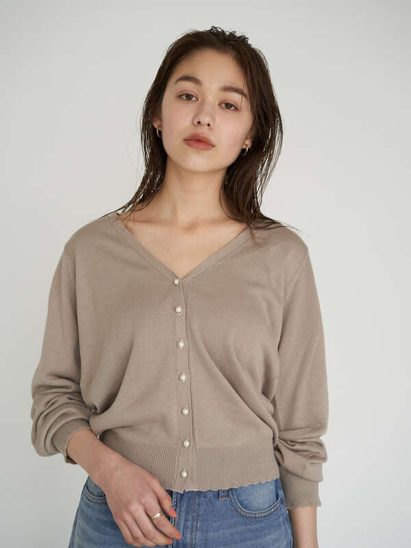 アウトレット パールボタンカーディガン アイボリー 杢グレー ブラック ピンク ベージュ ネイビー Earth Music Ecology アースミュージックアンドエコロジー のレディースカーディガン 1b01l2d0790 ファッション通販のstripe Club