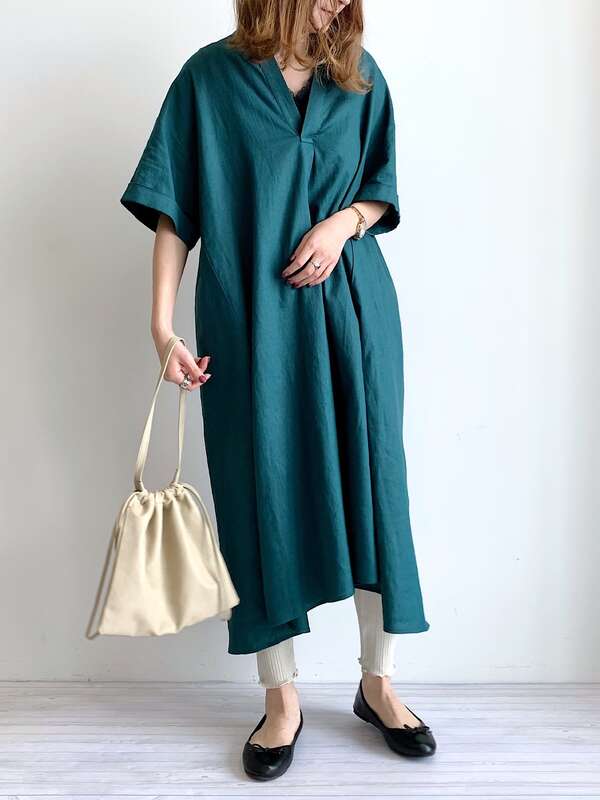 ヒンヤリネンスタンドカラーワンピース ブラック ベージュ グリーン ラベンダー Earth Music Ecology アース ミュージックアンドエコロジー のレディースワンピース 1c02l0h00 ファッション通販のstripe Club