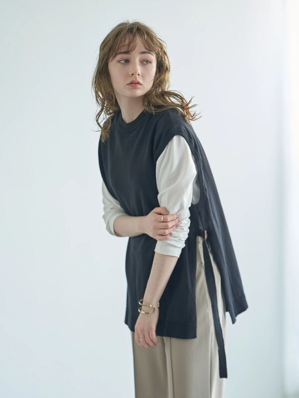 オーガニックコットンニットベスト アイボリー ブラック グレーベージュ イエロー Earth Music Ecology アース ミュージックアンドエコロジー のレディースベスト 1c02l2x00 ファッション通販のstripe Club