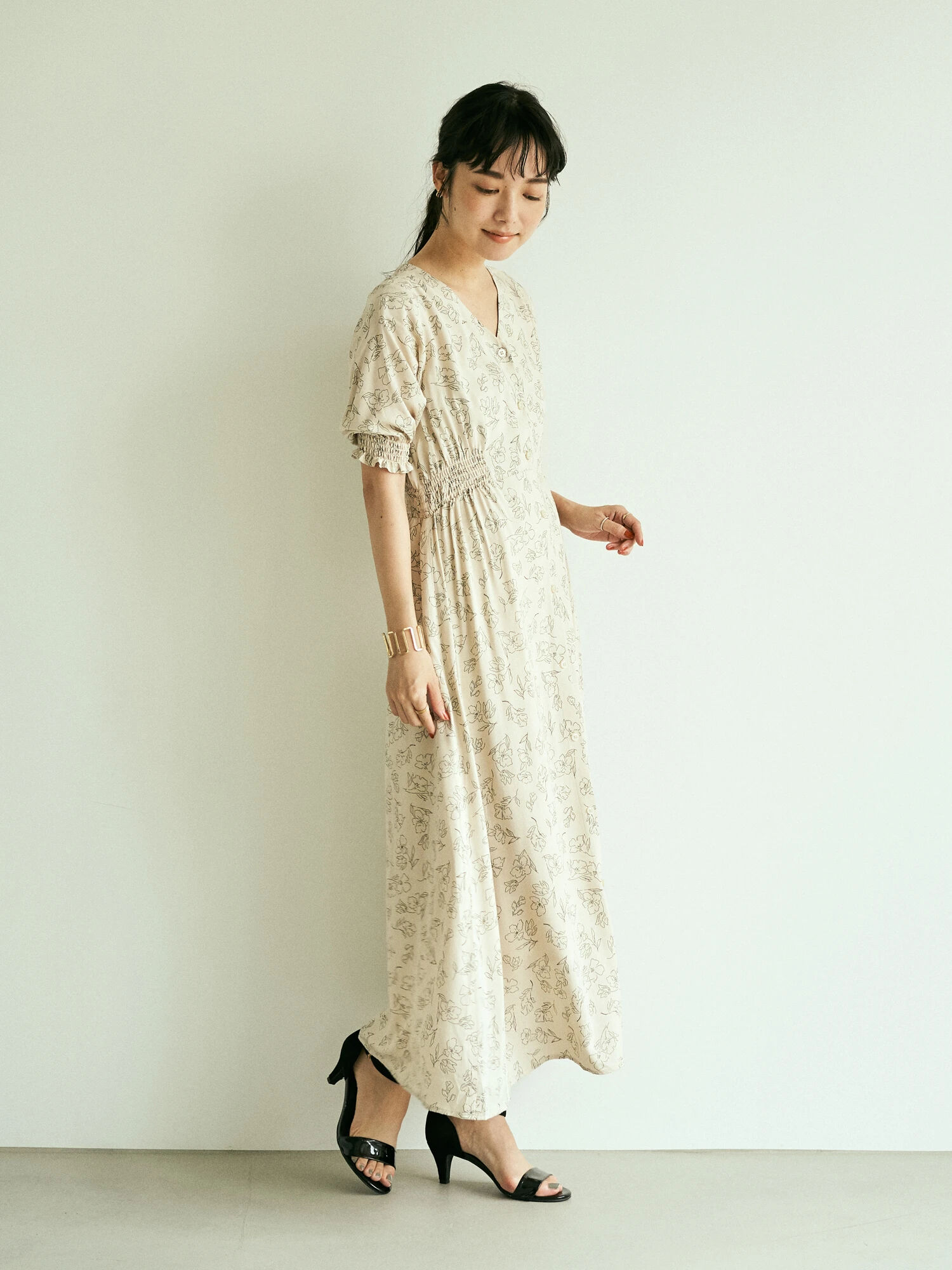 希少 9 30まで 完売 Seventen ストライプシャーリングドレス グリーン S ロングワンピース マキシワンピース Esehotel Lt