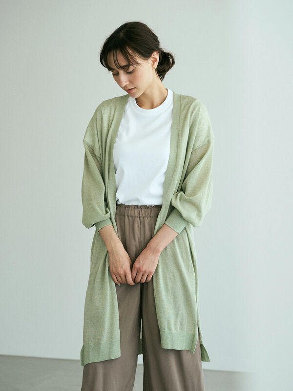 古着 麻ブレンドロングトッパーニットカーディガン 杢グレー ブラック ライトベージュ ミント Earth Music Ecology アースミュージックアンドエコロジー のレディースカーディガン 1c06l2d0100 ファッション通販のstripe Club
