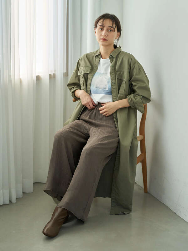 アウトレット Cotton Usaミリタリーシャツワンピース ベージュ カーキ Earth Music Ecology アースミュージックアンドエコロジー のレディースワンピース 1c03l0h0100 ファッション通販のstripe Club