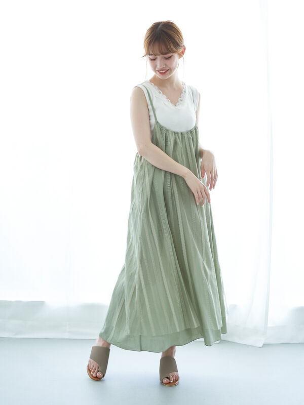 リバーシブルキャミワンピース ライトベージュ ミント サックスブルー ラベンダー Earth Music Ecology アースミュージックアンドエコロジー のレディースワンピース 1b06l0h0900 ファッション通販のstripe Club