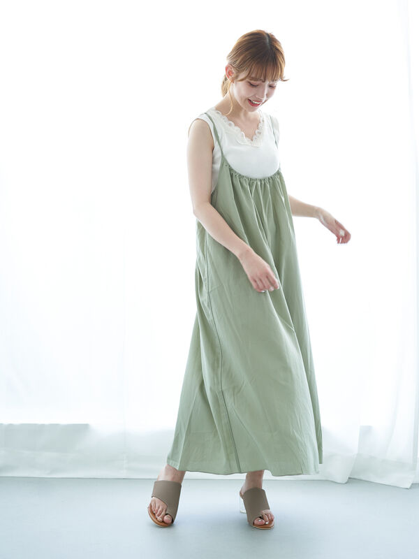 リバーシブルキャミワンピース ライトベージュ ミント サックスブルー ラベンダー Earth Music Ecology アースミュージックアンドエコロジー のレディースワンピース 1b06l0h0900 ファッション通販のstripe Club