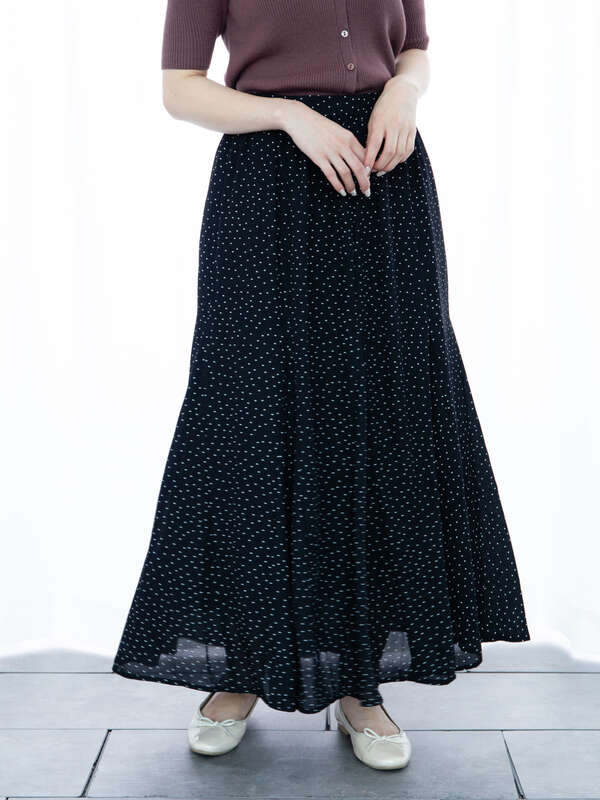 アウトレット 切り替えフレアスカート パターン ブラック サックスブルー ドット フラワーブラック フラワー ドットブラック Earth Music Ecology アースミュージックアンドエコロジー のレディーススカート 1c03l0l0230 ファッション通販のstripe Club