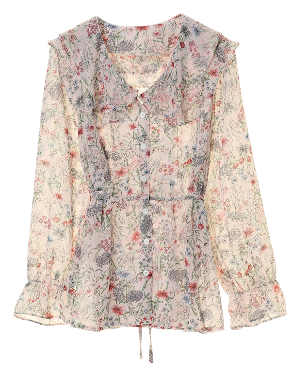 アウトレット Sly フリルカラー花柄ブラウス ホワイト ピンク Earth Music Ecology アースミュージックアンドエコロジー のレディースシャツ ブラウス 1p02l0a1500 ファッション通販のstripe Club