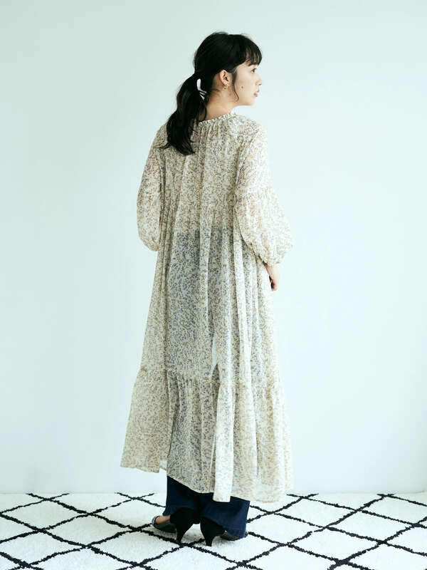 アウトレット 古着 楊柳フラワーシフォンワンピース アイボリー テラコッタ サックスブルー ネイビー Earth Music Ecology アースミュージックアンドエコロジー のレディースワンピース 1b03l0h00 ファッション通販のstripe Club